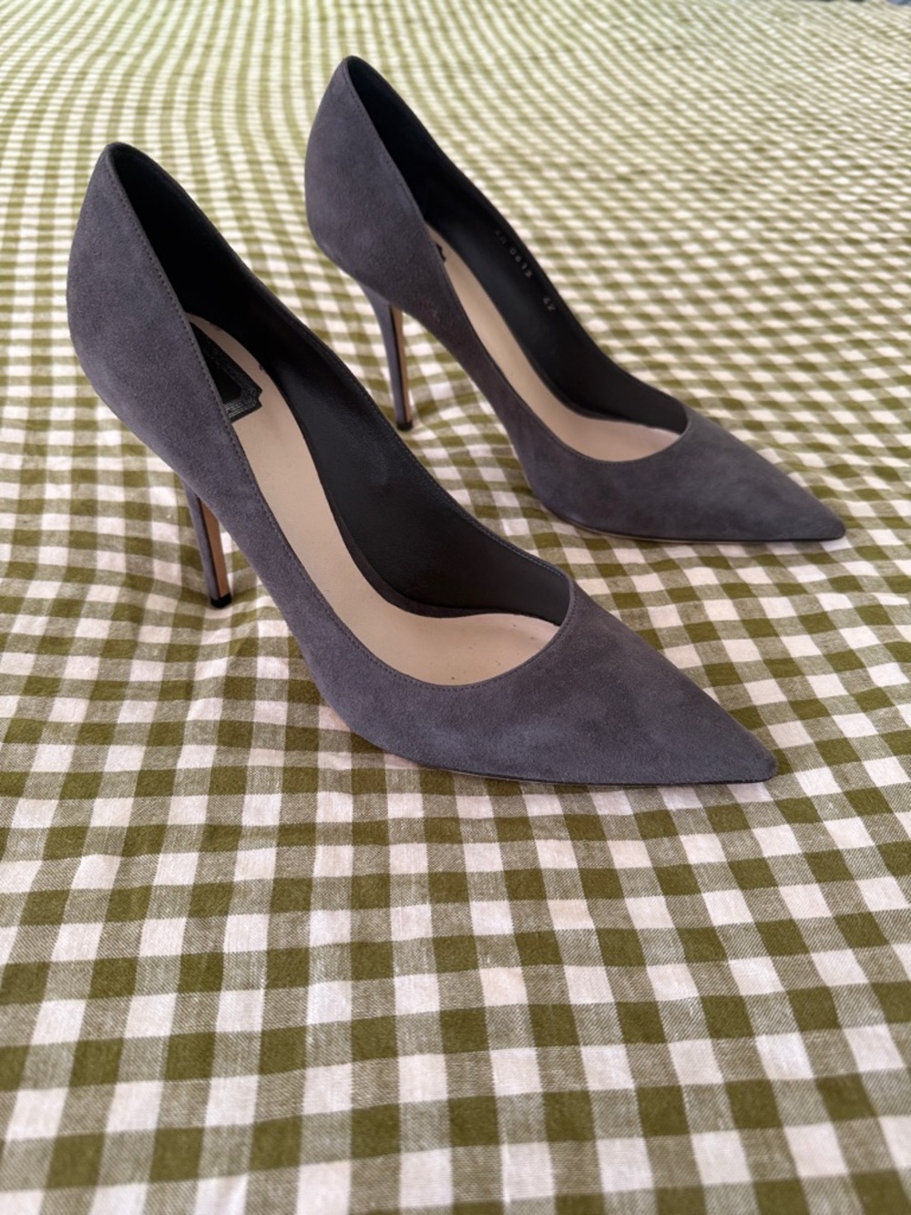 Dior Charcoal Gray Suede Pointed-Toe Stiletto Pumps